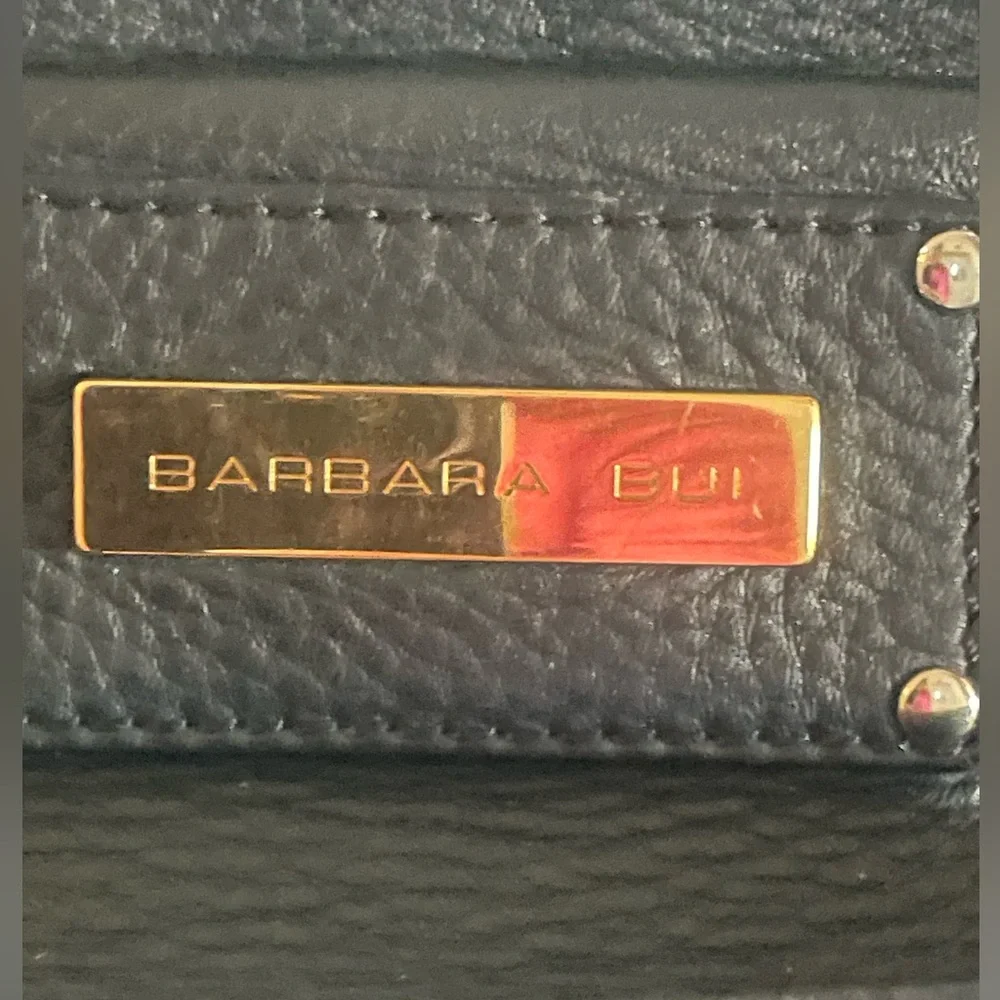 Barbara Bui Leather Satchel w/ Patent Trim | Structured Edge - Picture 3 of 9